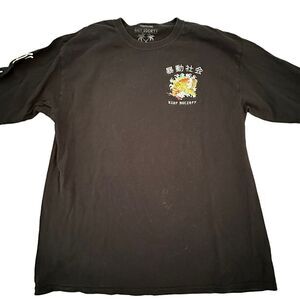 Riot Society ~ Black long sleeved Tee ~ Asian Koi design ~ size Large